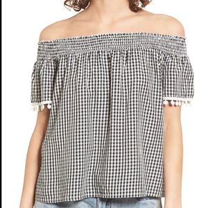 Love, Fire Off-the-Shoulder Gingham Top